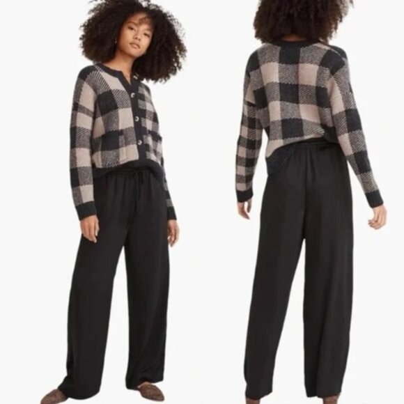 NWT Madewell Huston Pull-On Full-Length Pants in Pebbled Satin - Large - Picture 1 of 4